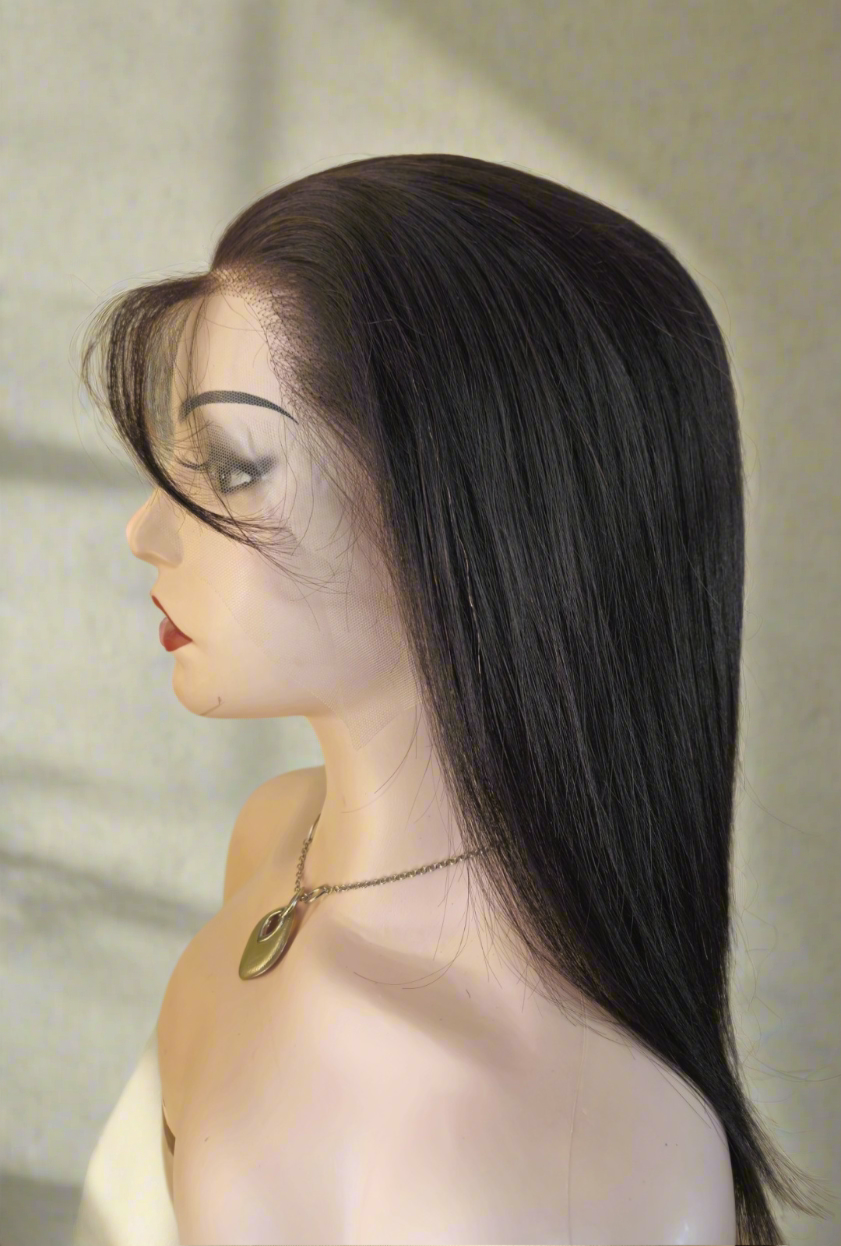 A lace frontal wigs Human Hair 13X4 250%Density 14-inch