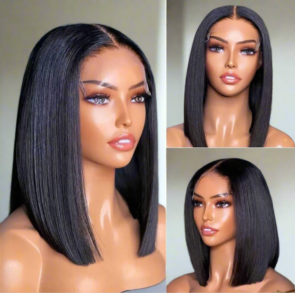 A lace frontal wigs Human Hair 13X4 250%Density 14-inch