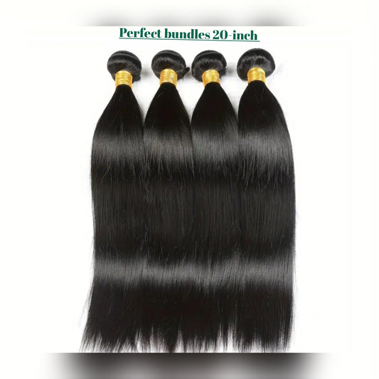 3pcs bundles Peruvian Bone Straight Human Hair Bundles 12A| Natural Black 20-inch