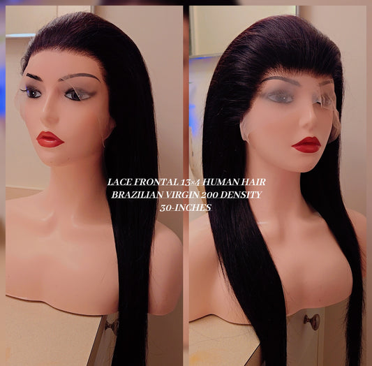 Straight Lace Front Wigs 200%Density Human Hair 13X4 HD Lace Frontal Wig Brazilian Virgin Peruvian Human Hair Wig Natural ,  For Women 30-inches